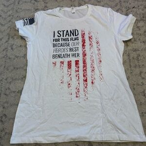 Women's Patriotic Short Sleeve Tee - White and Red